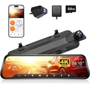 4K UHD Black On-Dash Camera with GPS and 64GB Storage